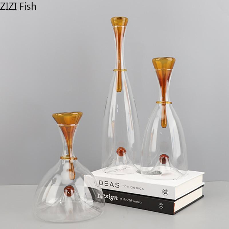 Simple and Transparent Glass Decanter Restaurant Wine Cabinet Decoration Art Crafts Decanter Family Bar Wedding Party Wine Set