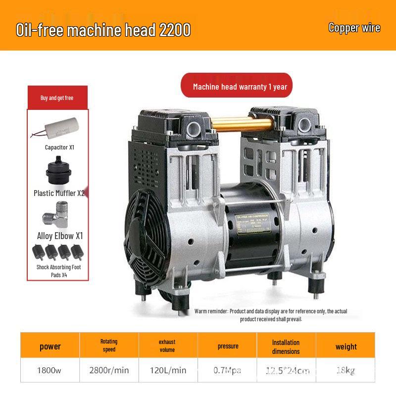 Outus Geräuschloser ölfreier Kompressorkopf, 220V, Vollkupfermotor, 550W-1500W