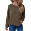 Women's Fashion Loose Round Neck T-Shirt Solid Color Casual Long Sleeve Top
