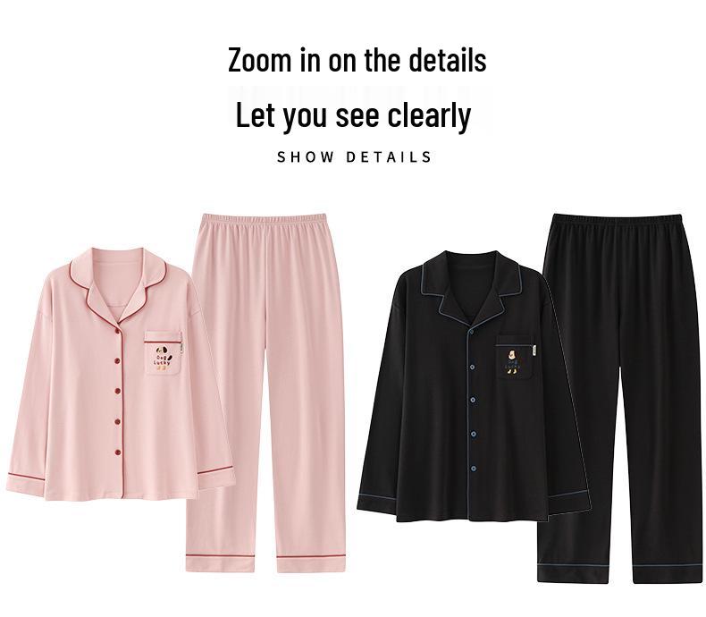 Tencel Cotton Couple Pajamas: Long Sleeve Lyocell Set for Men & Women - Spring/Autumn Casual Home Wear