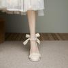 Trendy brand French temperament high heels women's thick heels 2025 spring fairy style bridesmaid single shoes retro Mary Jane shoes