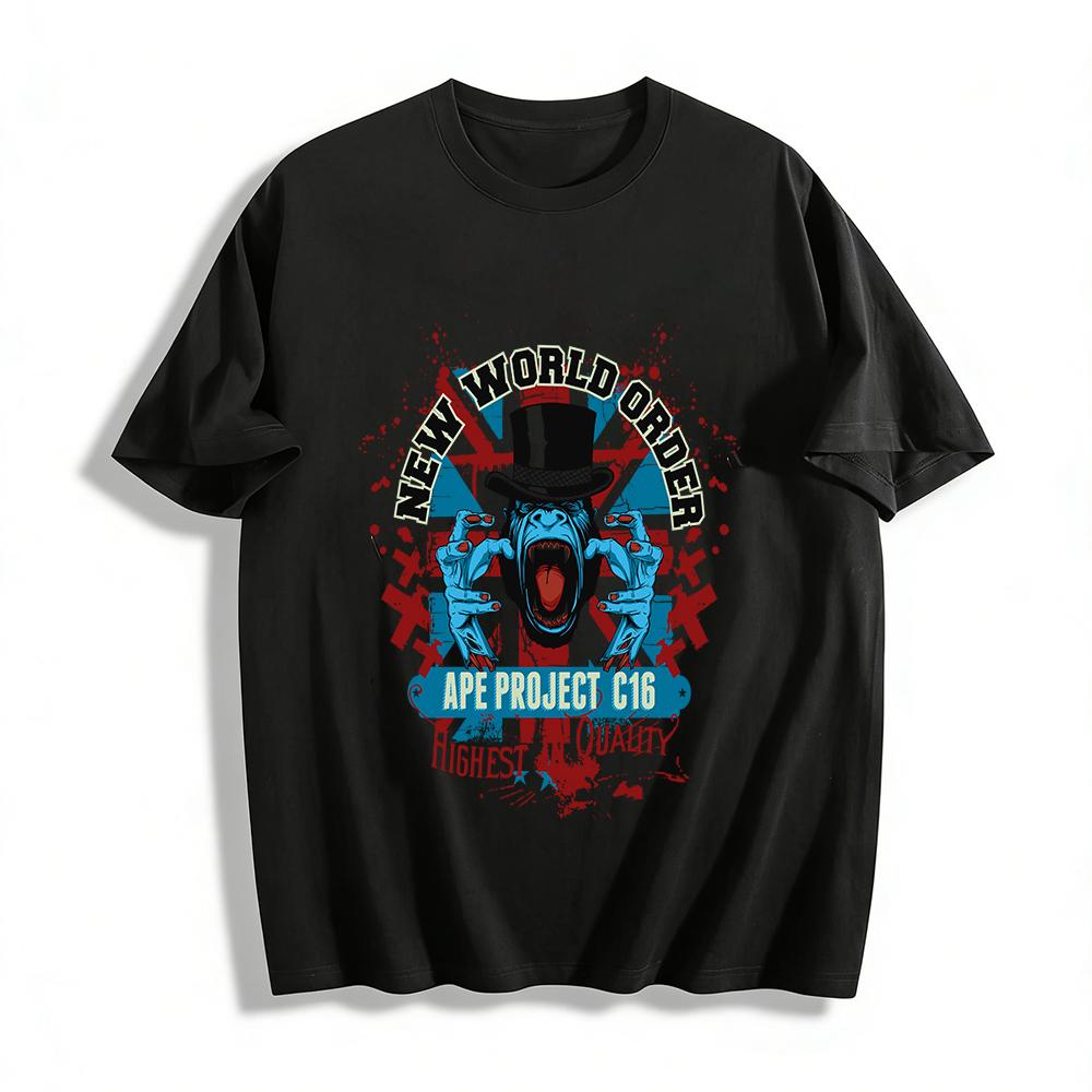 

New World Order Ape Project C16 Retro Street Style Graphic Tee Pure cotton T-shirt 6XL