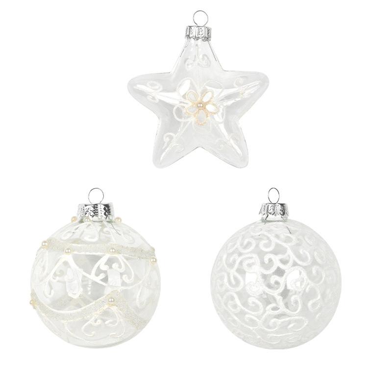 

Christmas Decoration Hand-painted Transparent Glass Balls Christmas Tree Ornament Hanging Balls Arrangement 8.5 9cm 8 8cm белый