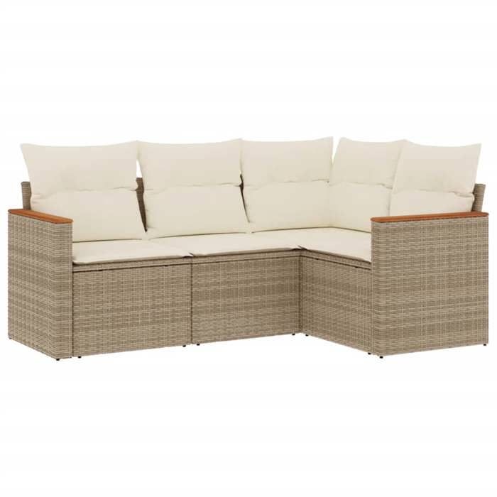 VidaXL Garden Lounge Set with Cushions 4 Pcs, Patio Sofas, Patio Furniture Set, Outdoor Furniture, Beige 3225932