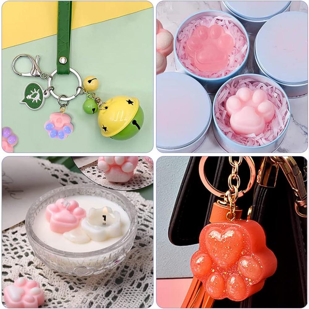 14Pcs Cute Cat Paw Candle DIY Silicone Mold Aromatherapy Candle Soap Making Mold Resin Molds Home Decoration