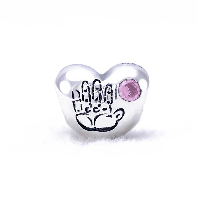 925 Silver Red Heart Duck Mother Charm Beads Fit Original Bracelet Necklace Jewelry Making Gift