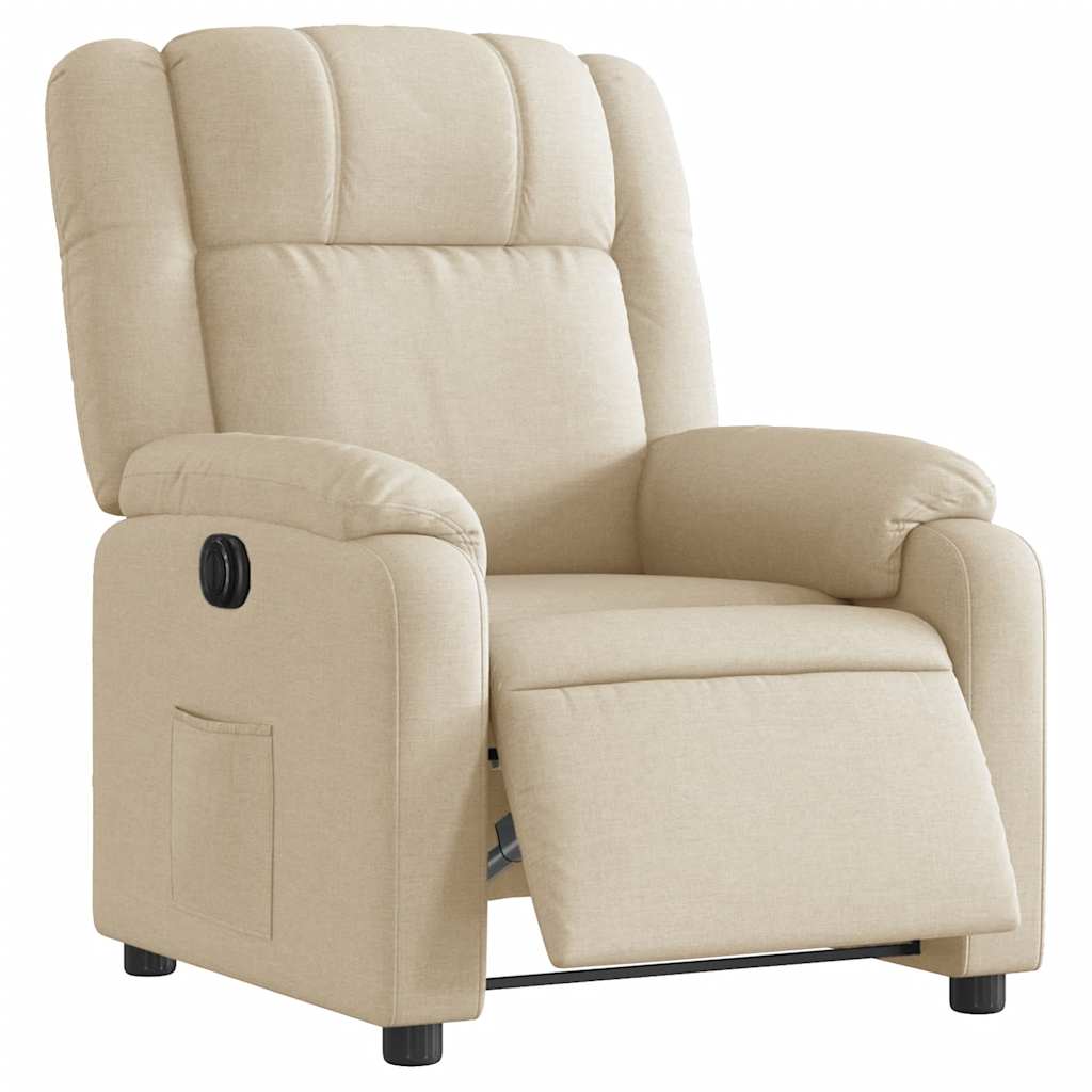Electric Recliner Chair Cream Fabric