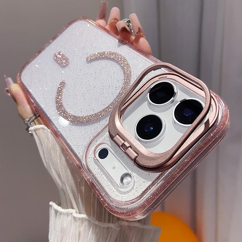 Luxury Clear Bling Magnetic Shockproof Phone Case for IPhone 17 15 16 14 13 12 Pro Max 17 Air for Magsafe Stand Protector Cover