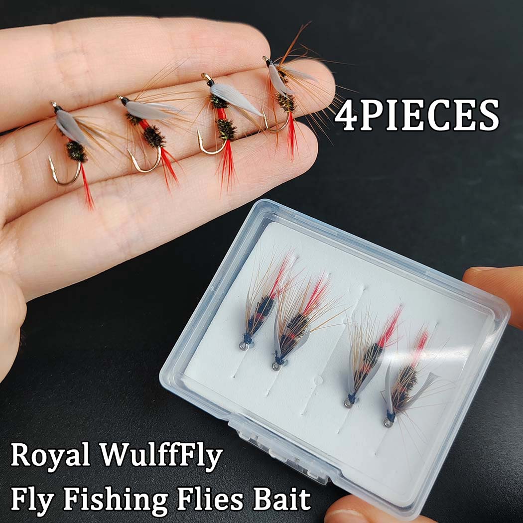

4/8 шт./коробка Нахлыстовые сухие мушки Приманка Royal Wulff Нахлыстовая приманка Нимфа Приманка для ловли форели и окуня Нахлыстовые мушки Приманки-Материал Искусственное перо и вискоза 4Pcs