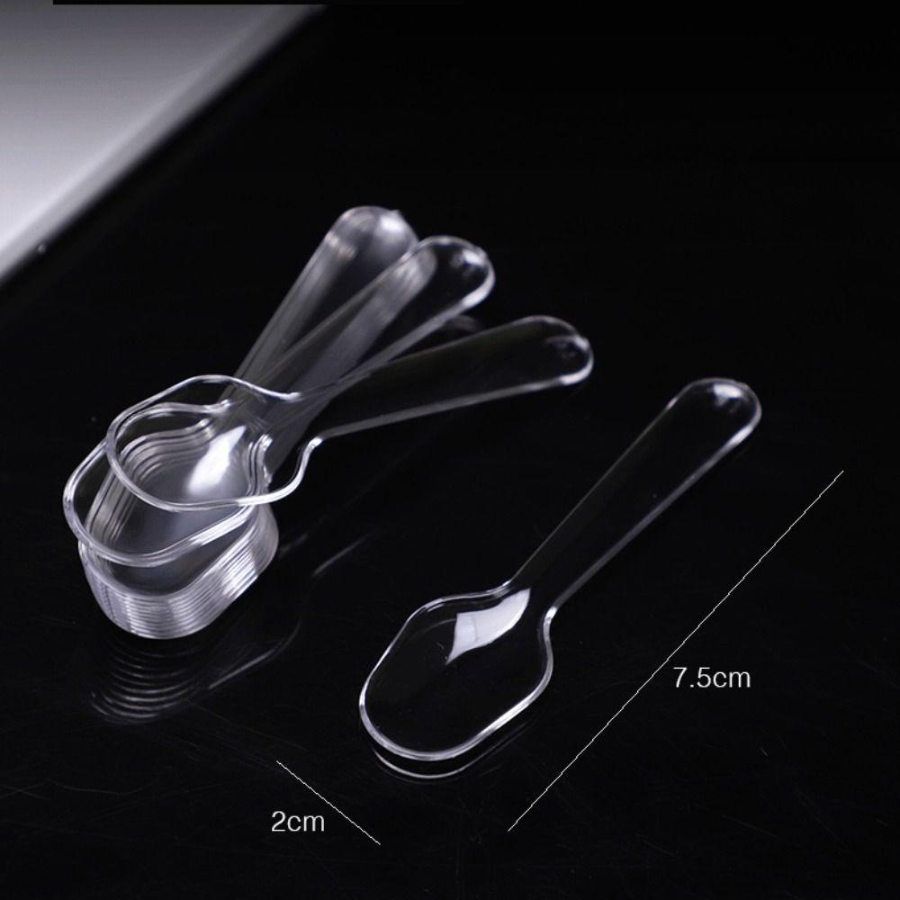 100pcs Transparent Disposable Flatware Spoons Plastic Disposable Clear Plastic Spoons Cutlery   Home