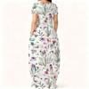 Women Loose Fitting Round Neck Dress Short Sleeve Plus Size Apparel For Summer Casual Daily Activities