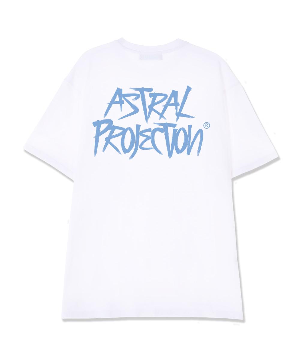 Astral Projection Graffiti Lettering Supima Cotton Round Neck Short Sleeve T-Shirt_White L