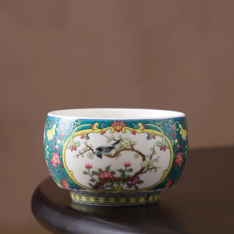 1 ks čínský barevný smaltovaný keramický šálek na čaj vintage porcelánová miska na čaj ručně vyráběné nádobí mistrovský šálek na čaj meditační šálek 120 ml