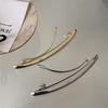 11cm Women New Simple Metal Golden Strip Long Barrettes Hair Clips Vintage Hairpins Automatic Smooth Spring Clip Hairgrip INS