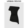 UR Women's Asymmetric Pleated Slim-Fit V-Neck T-Shirt