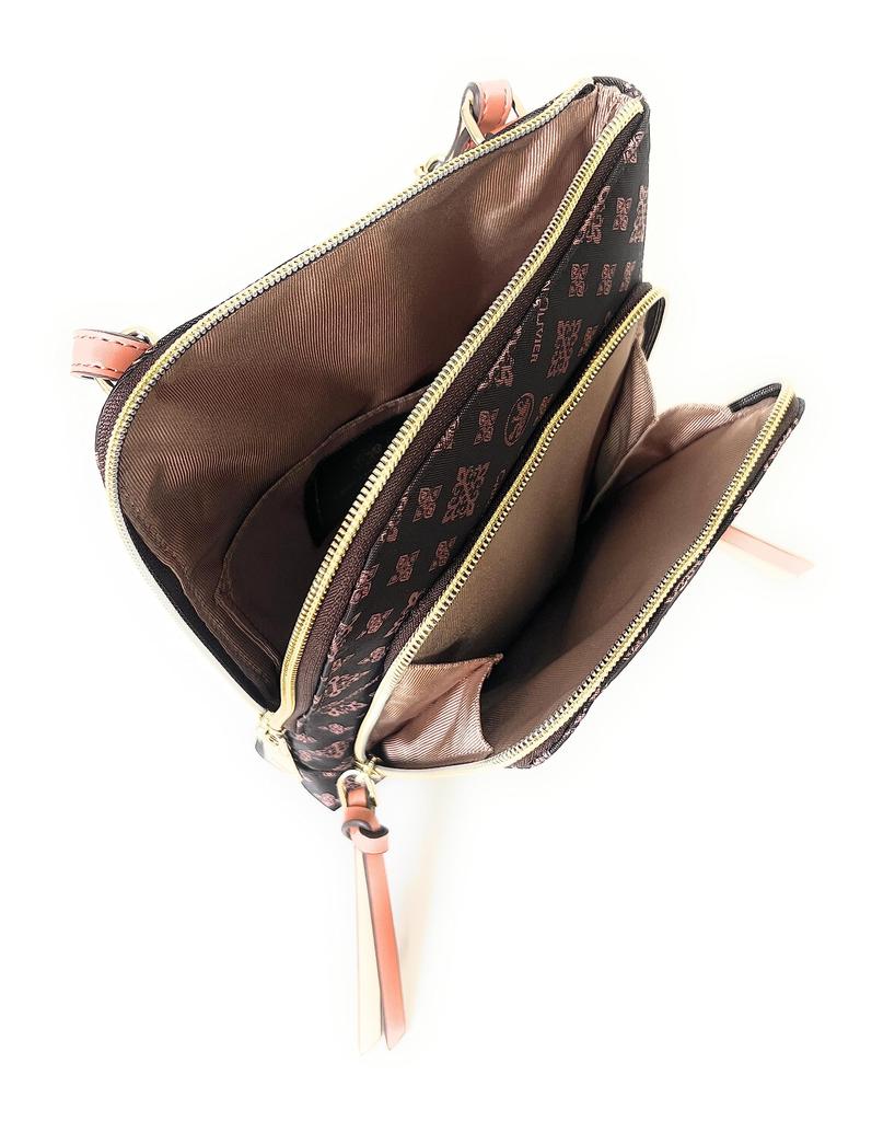 Christian Olivier Vertical Multi-Pouch 7706, Water-Repellent Jacquard (Chocolate)