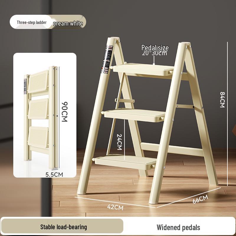Multifunctional Folding A-Frame Telescopic Ladder: Indoor Thickened 3 or 4-Step Climbing Ladder