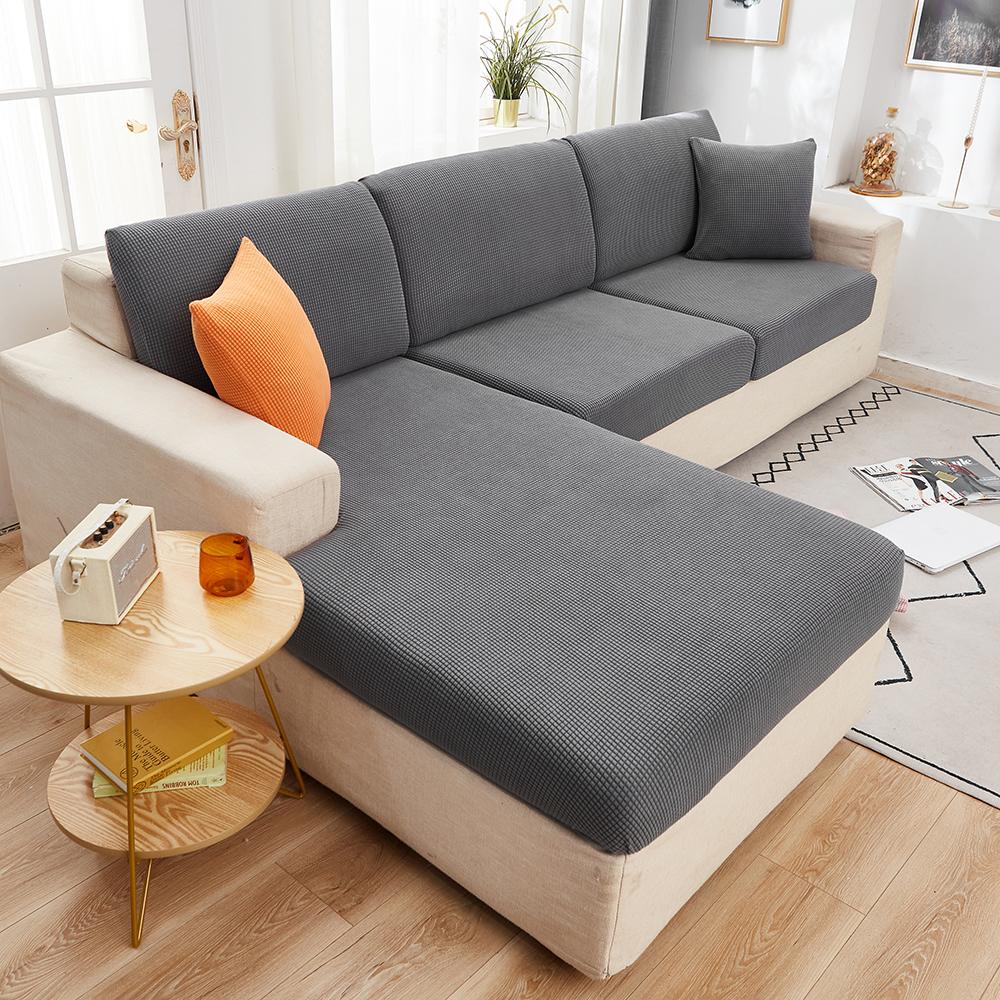 Jacquard Sofa Cushion Cover For Living Room Washable Removable Polar Fleece Elastic Sofa Cover L Shape Corner Armchair Slipcover