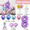 Mermaid-Themed Balloon Column Set for Children's Birthday Party Decoration