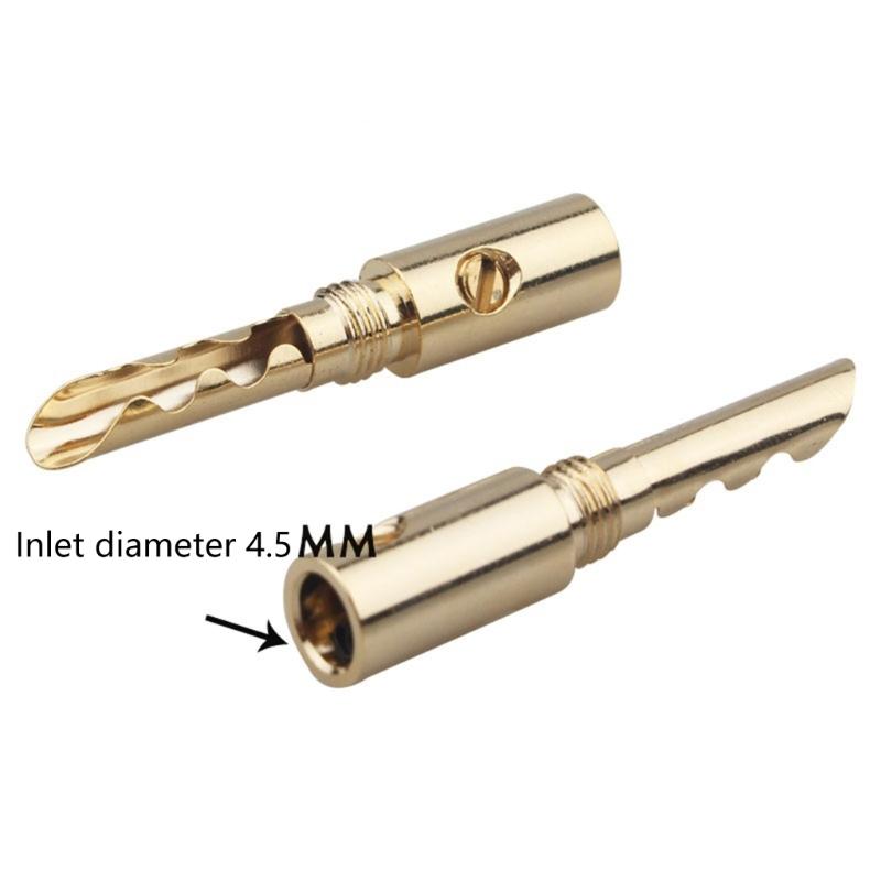 Banana Plug Gold Plated 5mm Male Speaker Cables Connectors Adapter Gold Plated Electrical Plug Assembly for Speaker