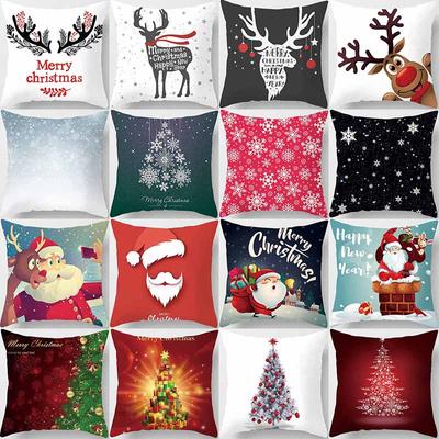 Home Decor Christmas Elk Print Pillowcase Sofa Car Bedroom Living Room Decoration Pillowcase 45x45cm