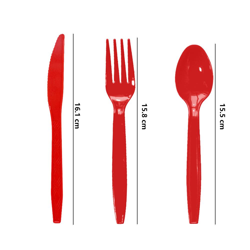 Solid Color High Quality Knife Fork Spoon Set Red Pink Wedding Disposable Tableware Birthday Party Supplie Baby Shower Decoratio