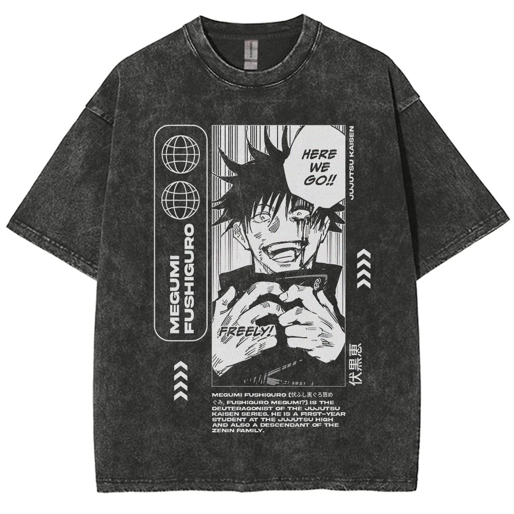Anime Jujutsu Kaisen Gojo Satoru T Shirts Washed Men's Women Cotton Harajuku T-Shirts Ryomen Sukuna Retro for Unisex Tops