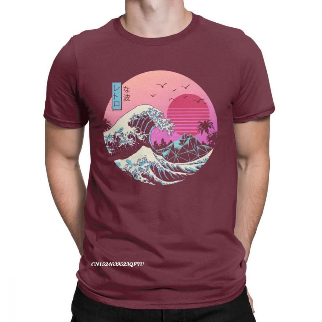 Sunset Palm Tree Vintage T Shirts 80s Synthwave Clothes Vaporwave Oversized T Shirt Men's T-Shirts Japanese