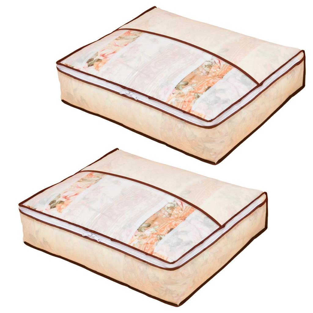 Astro Down Comforter Storage Bags, Set of 2, Single Size, Beige, Non-Woven Fabric, Compact, Gently Compresses, 131-35