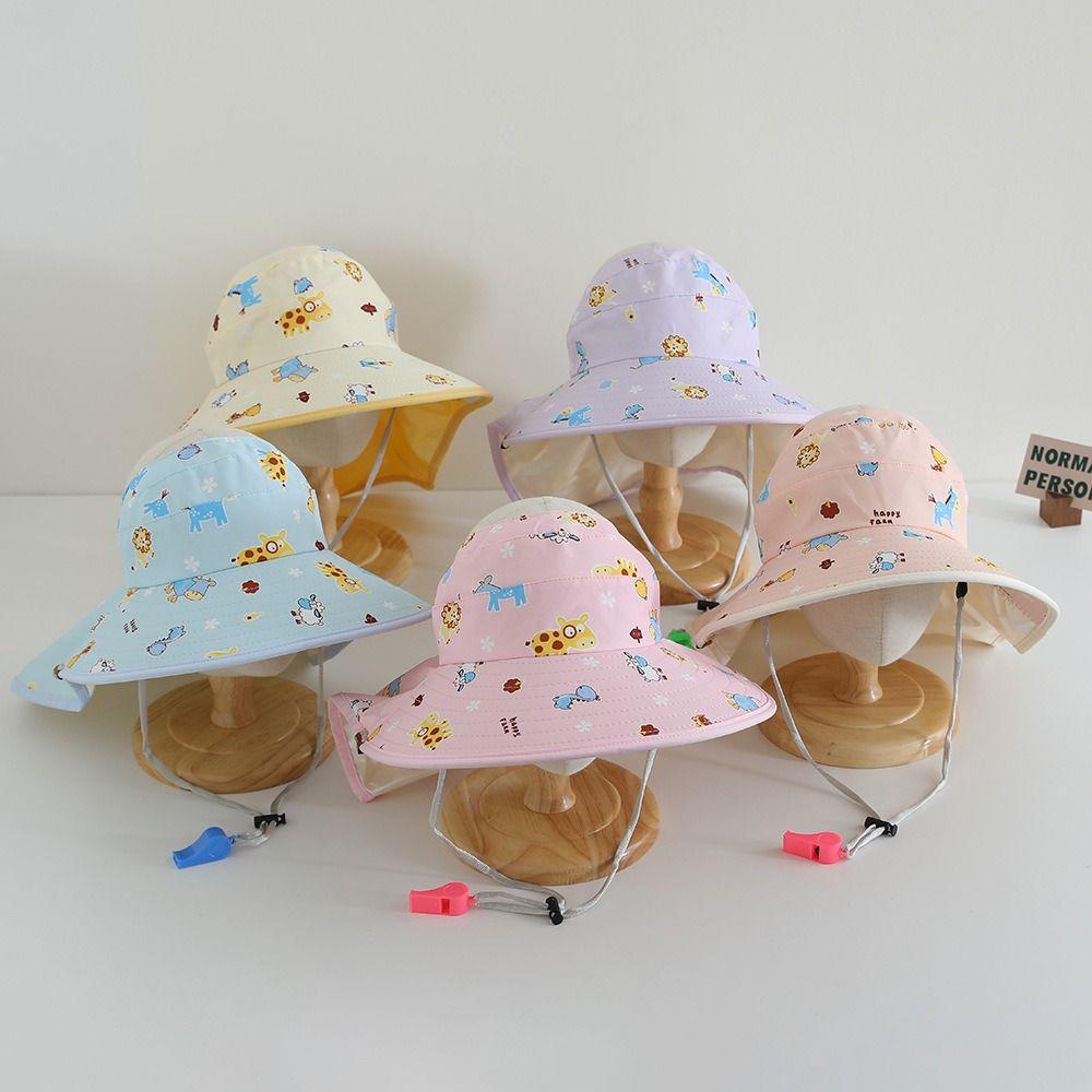 UV Protection Sun Cap Cartoon Print Beach Shawl Hat Summer Kids Bucket Hat