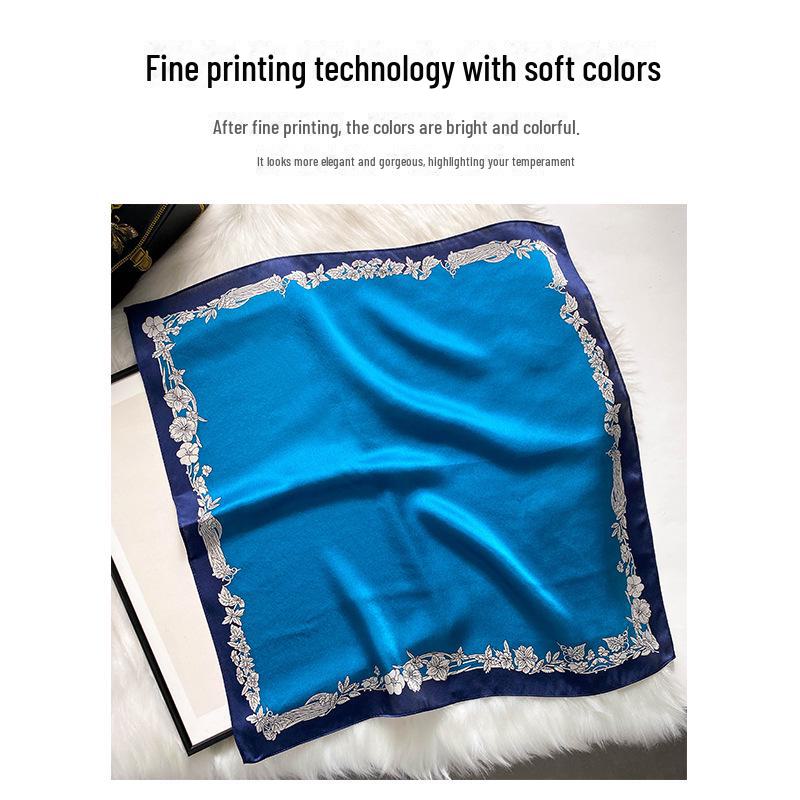 Eșarfă de mătase albastră de lux - pătrat mic, perfectă pentru primăvară și toamnă, cadou ideal de ultimă generație