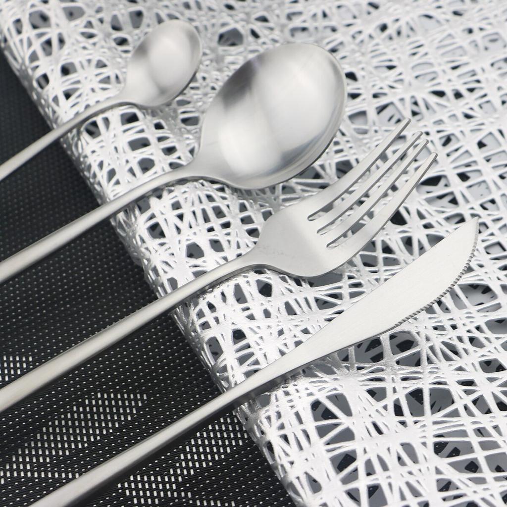 6Pcs/Set Colorful Dinnerware Cutlery Set Matte Knife Dessert Fork Spoons Flatware Silverware Stainless Steel Party Tableware Set