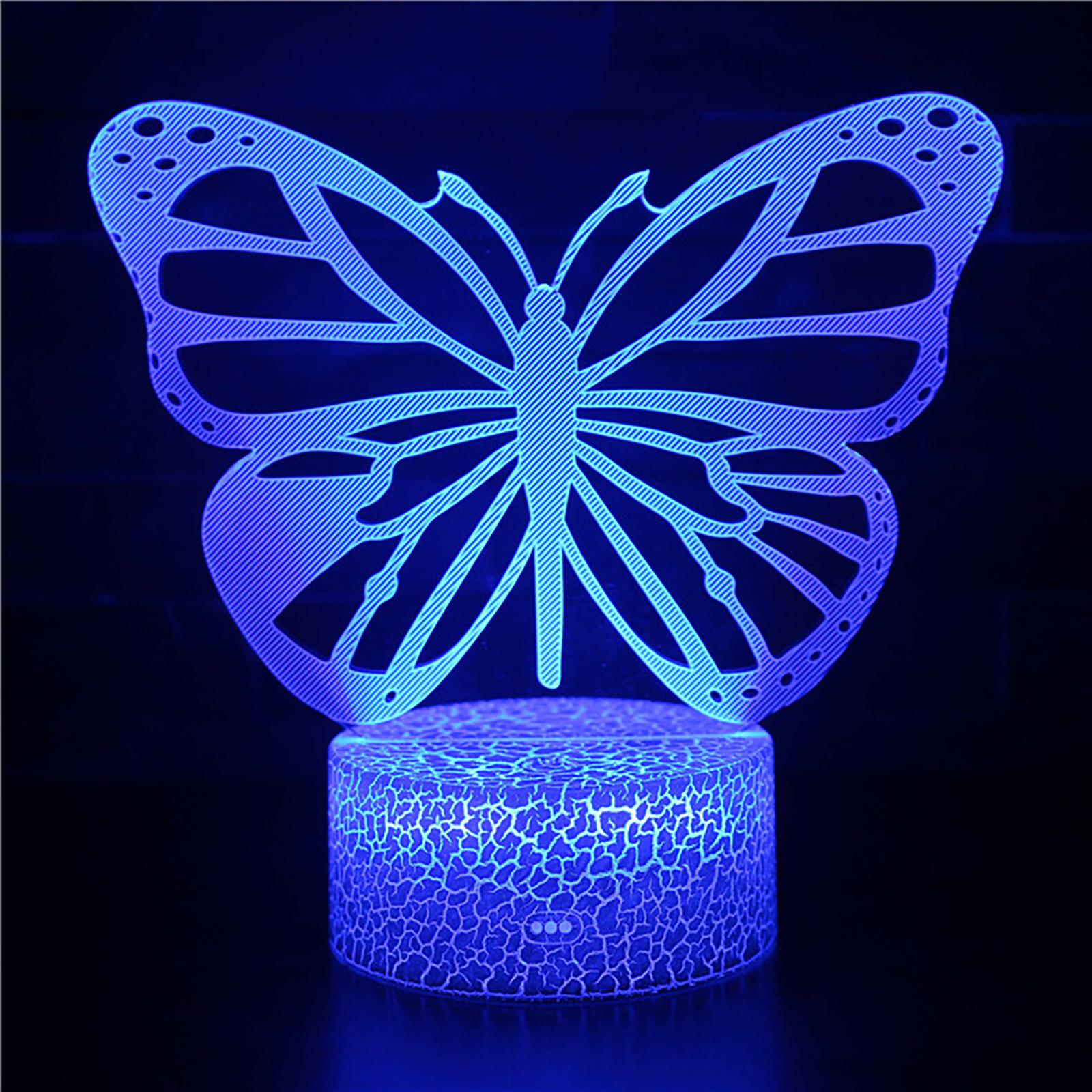 

Butterfly LED Night Light Colorful 16 Colors Remote Control 3D Desk Lamp Gift білий