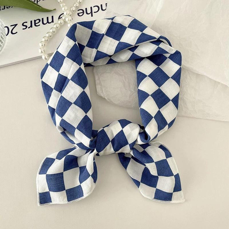 56cm Soft Retro Soft Cotton Square Scarf for Women Neckerchief Cotton Headscarf Floral Printed Small Scarf Hijabs