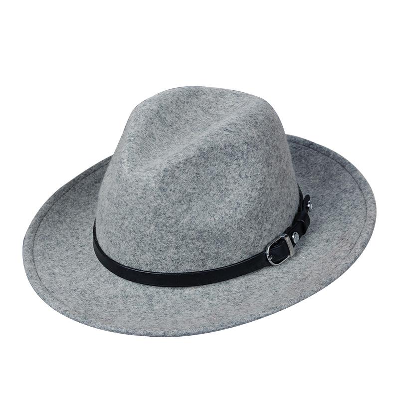 Zylinderhut aus Wolle mit großer Krempe und breiter Kante, Jazzhut, Cowboyhut, britischer Gentleman-Hut, Herbst und Winter, bequemer, modischer, warmer Filzhut