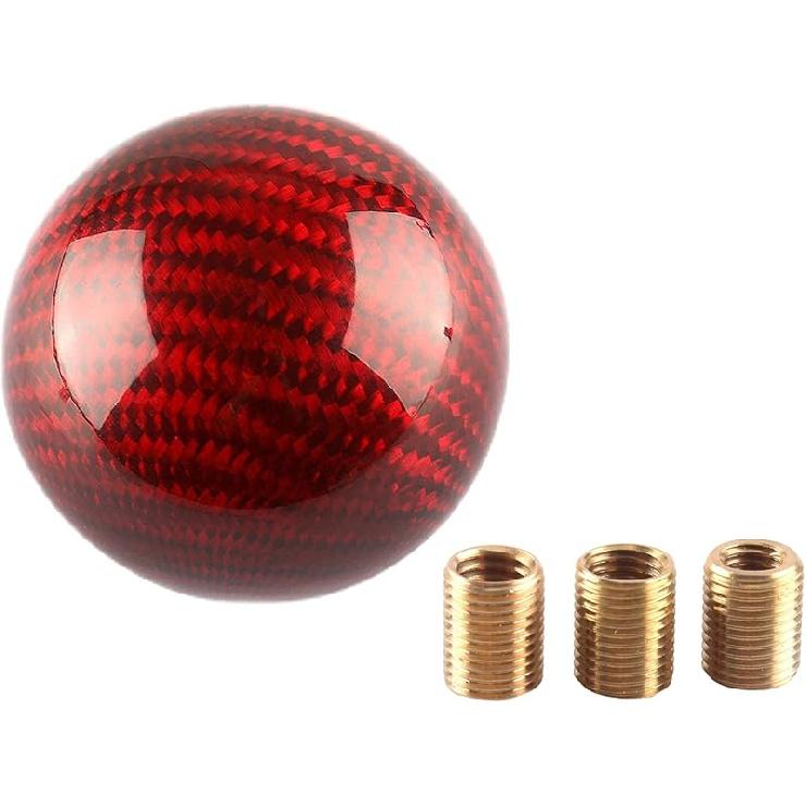 Round Ball Shift Knob Universal Gear Shift Knob 5 6 Speed For Manual Automatic Vehicles With Adapters (Pure Black)
