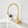 Tuqiu Brushed Gold Basin Faucet  Bathroom Faucet Hot Cold Brass Sink Faucet Brass Faucet  Kitchen Faucet Swivel Sink Water Crane