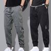 Herrenhose, einfarbig, elastische Taille, Kordelzug, Knöchelband, Cargohose für den täglichen Gebrauch