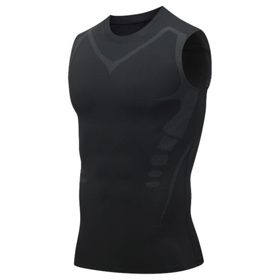 Men s Compression Tank Top High Stretch Quick Dry Athletic Vest S чёрный