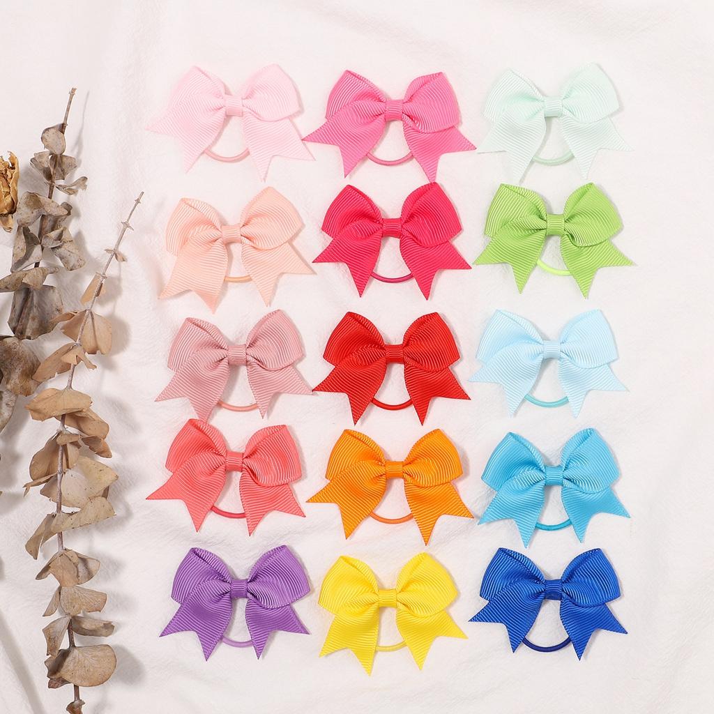 Children'S Hair Band Bow Rubber Band Solid Color Thread With Dovetail Hair Band Cute Baby Headgear Hair Accessories 2820