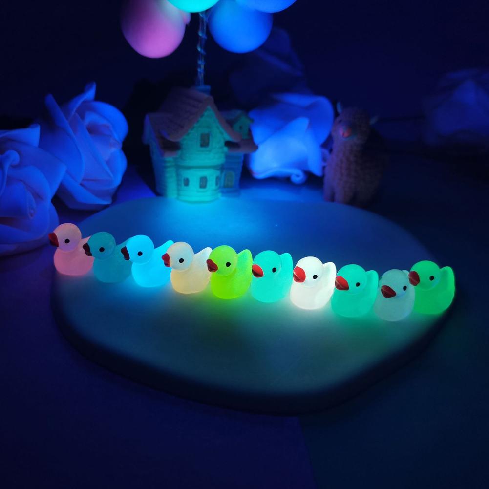 Luminous Mini Ducks Moss Microlandscape Miniature Duck Figurines Fairy Garden Accessories Home Decor Glow In The Dark 100PCS