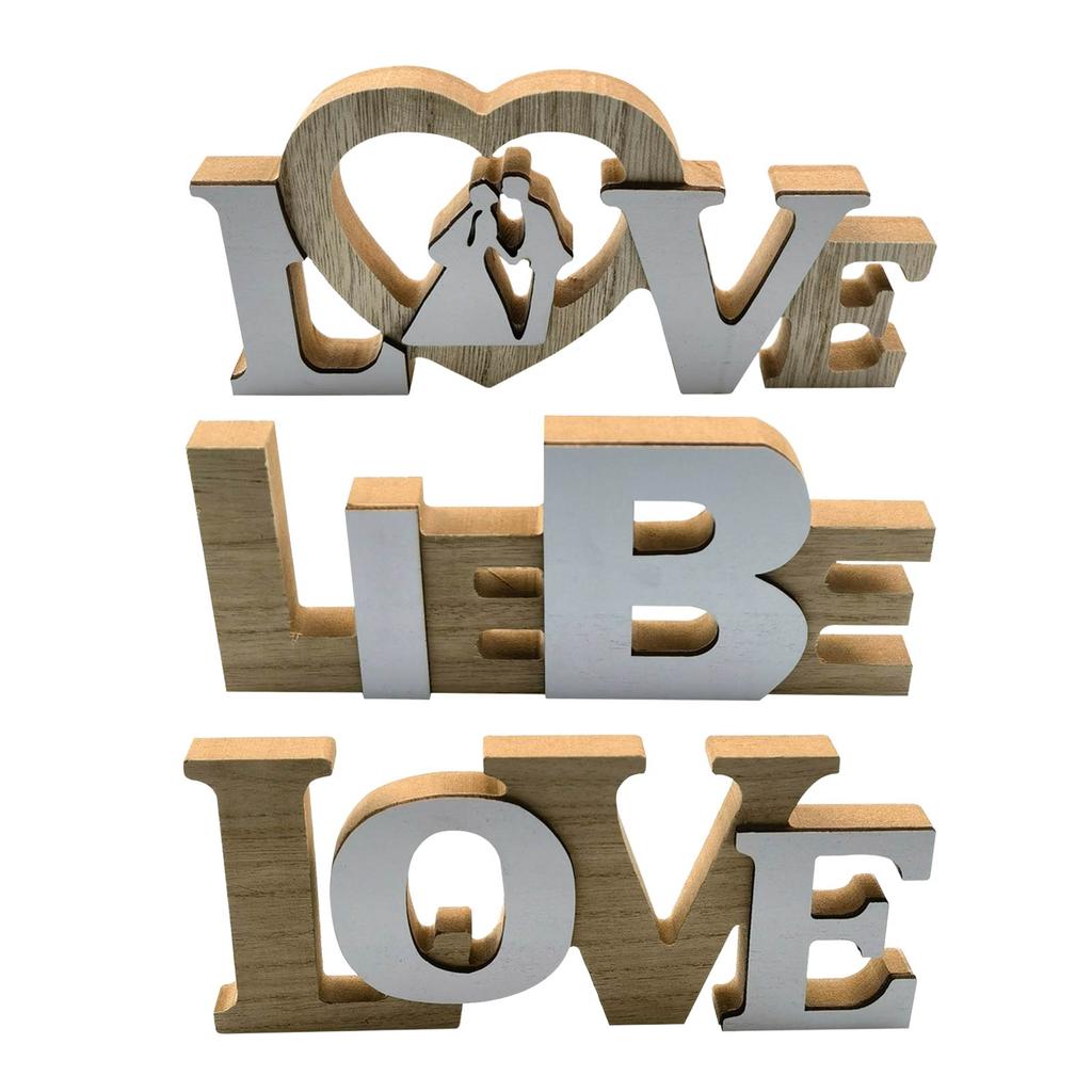 Holz Dekorative Liebeszeichen Retro Hochzeit Tischaufsteller Tischschmuck Süßes Geschenk für Valentinstag Erntedankfest Handarbeit