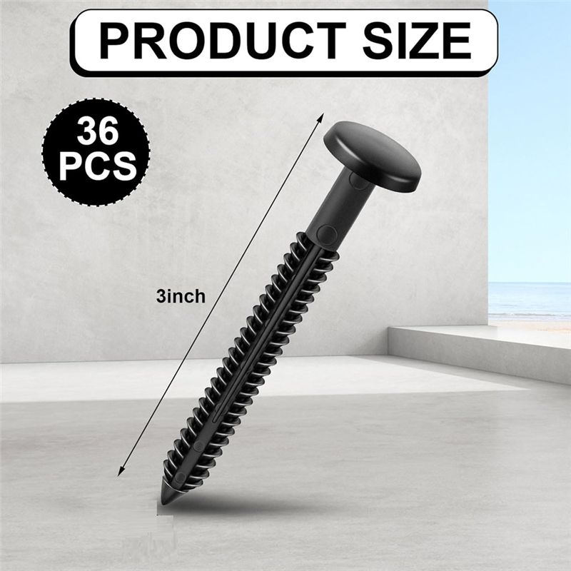 A60zvinyl Shutter Fastener Window 36Pcs 3 Inch Pegs Screws Panel Lok Pin Spikes Anchor(Black)May