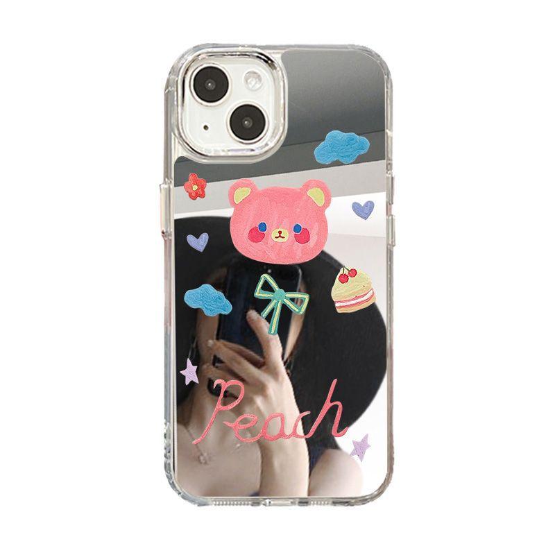 Sweet bear applies to iPhone17promax mobile phone case 14 niche 16/13 Apple 15 all-inclusive makeup mirror