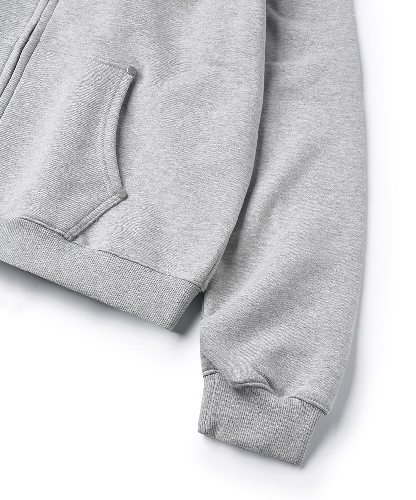 Gainsboro Serif Baseball Logo Zip-Up Hoodie_Melange Grey