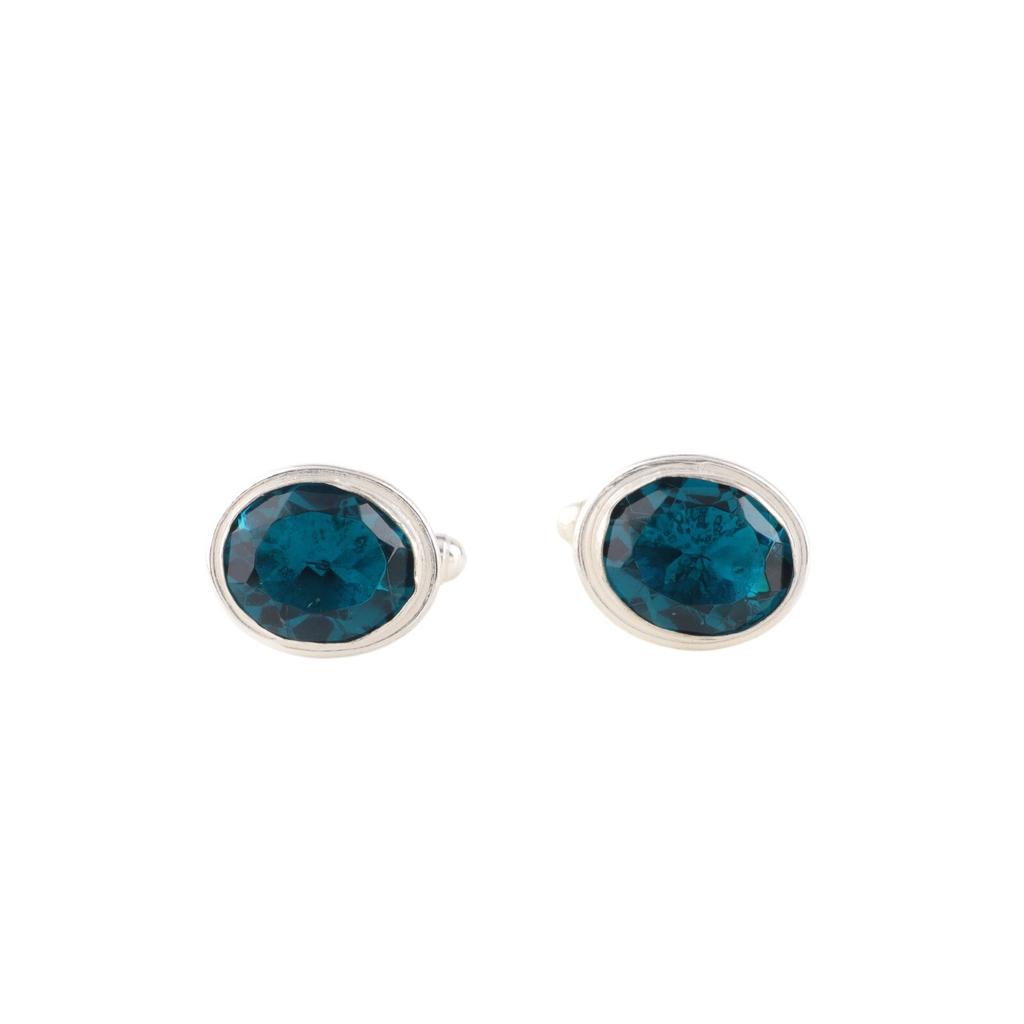 Apatite Gemstone 925 Sterling Silver Handmade Gift Jewelry Men Cufflinks 0.59" CL-2-8