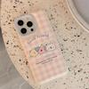 Ins Pink Plaid Animal for Apple 13 Mobile Phone Case for IPhone15 Soft 11 for 14pro Max Anti-fall 16
