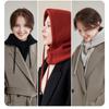 100% Pure Wool Hat and Neck In One Autumn and Winter Hooded Scarf and Neck Cover Solid Color Thick Ballack Style Hat for Hiking