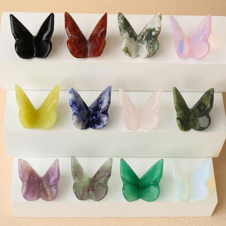 Natural Mixed Quartz Crystal Healing Stone Craft Crystal Animal Butterfly Decoration