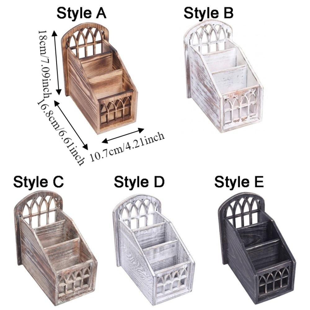Vintage Style Remote Control Holder Wooden Desktop Storage Box Desktop Organizer Office